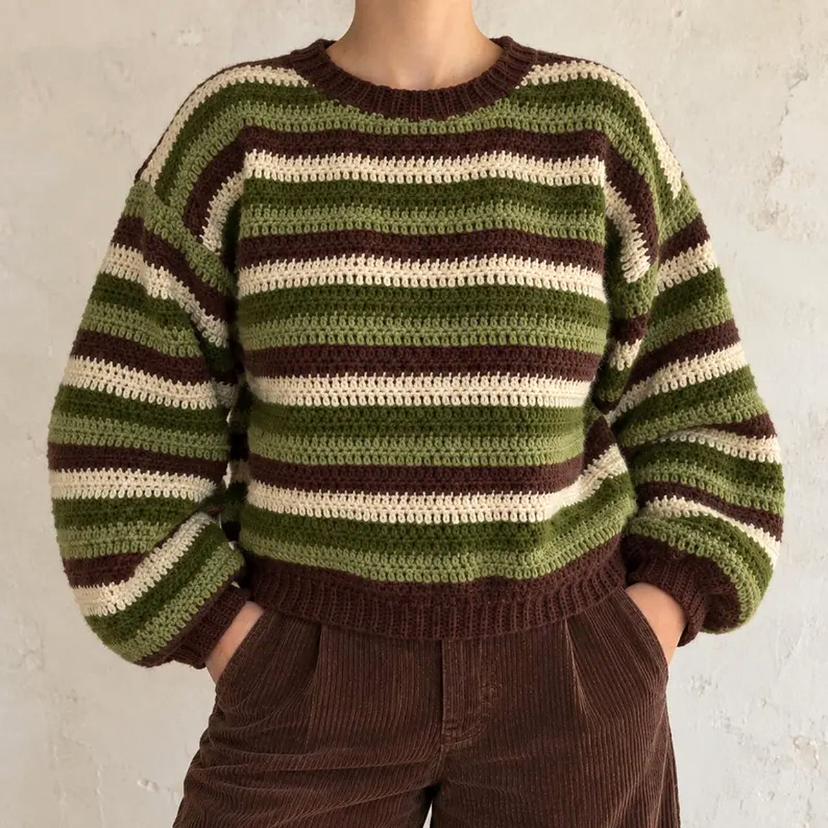 Striped Crochet Sweater Pattern PDF – Custom Size Jumper + Video Tutorial