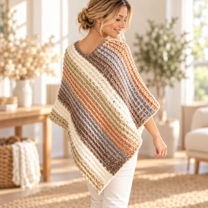 Sunset Poncho Crochet Pattern PDF, Asymmetrical V-Neck Crochet Poncho