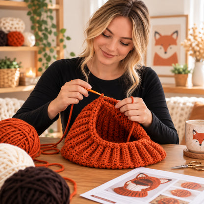 Fox Hooded Cowl Crochet Pattern PDF – Chunky Fox Ear Balaclava, Adult Size