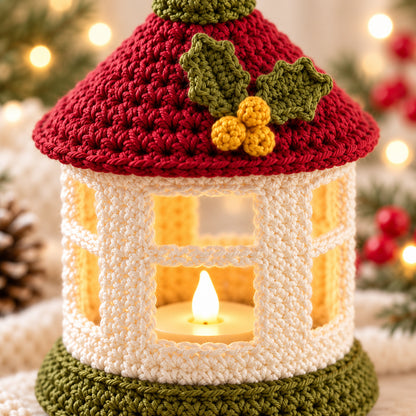 Mini Christmas Lantern Crochet Pattern PDF – LED Tealight Holder