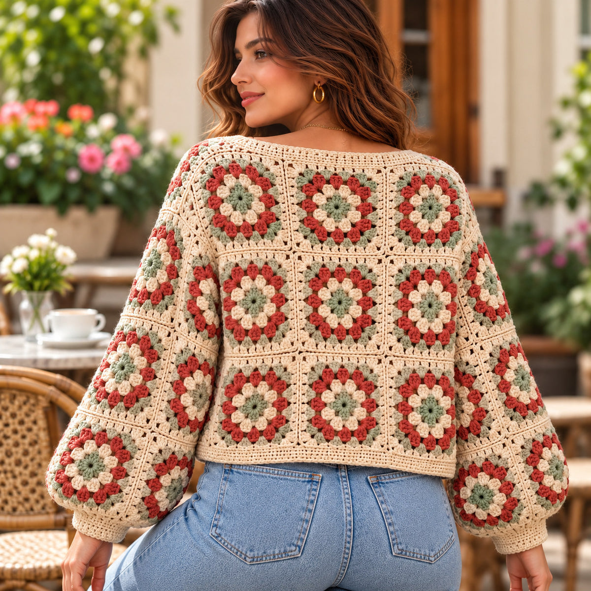Boho Granny Square Cardigan Crochet Pattern PDF – Vintage Style