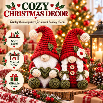 Christmas Gnome Couple Crochet Pattern PDF – Holiday Gnome Amigurumi Decor & Handmade Gift