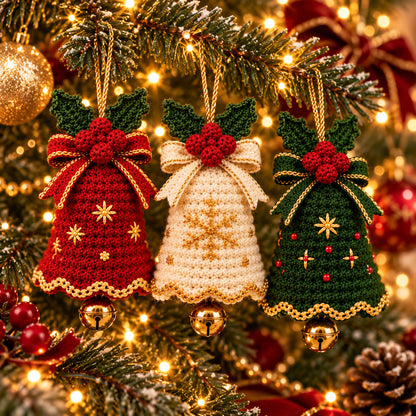 Christmas Crochet Wreath Pattern PDF – Poinsettia, Leaves & Berries