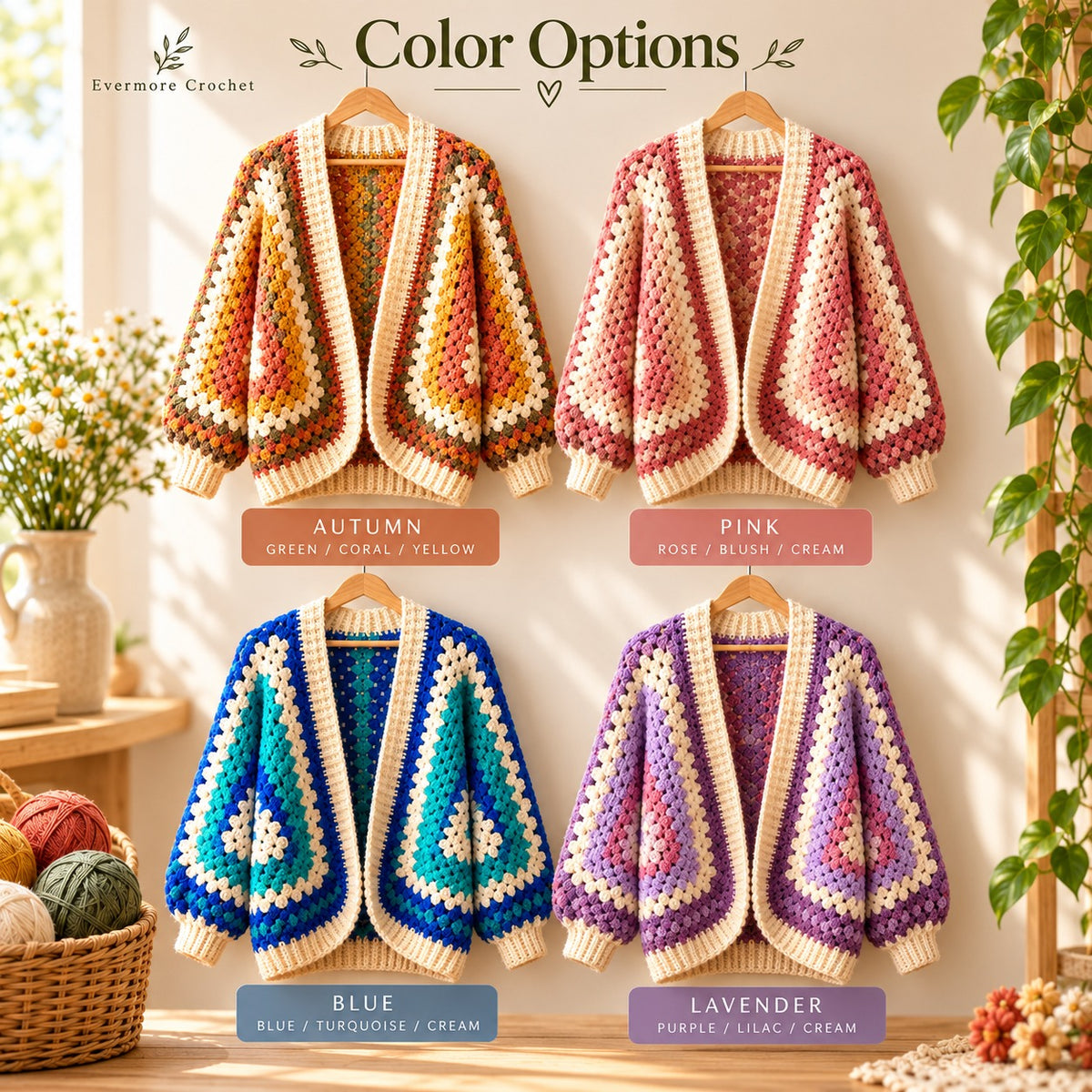 Granny Hexagon Cardigan Crochet Pattern PDF – Oversized Hexicardi Sweater