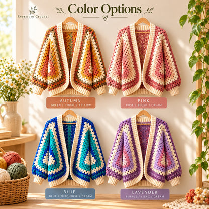 Granny Hexagon Cardigan Crochet Pattern PDF – Oversized Hexicardi Sweater