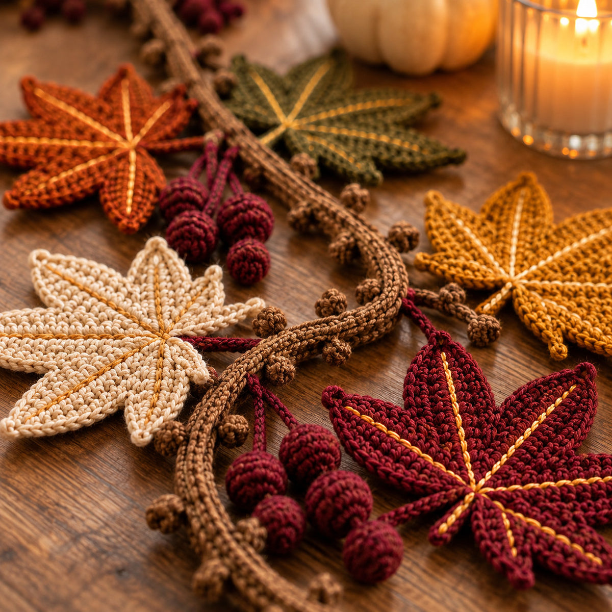 Autumn Maple Leaf Table Runner Crochet Pattern PDF – 3 Sizes