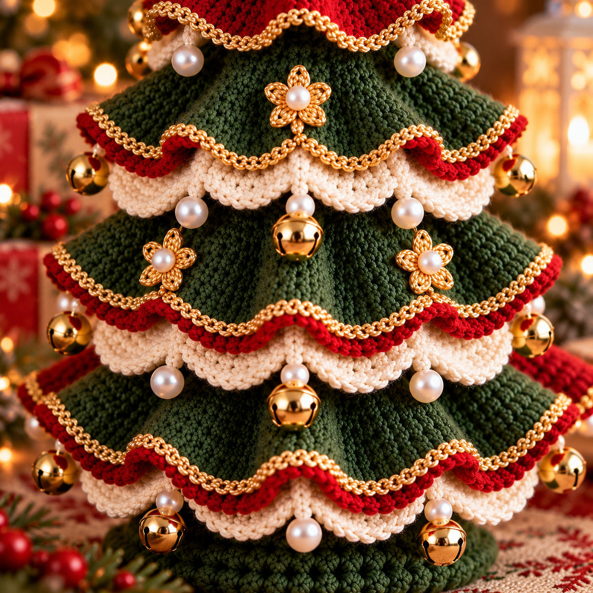 Layered Christmas Tree Crochet Pattern PDF – Tabletop Holiday Decor