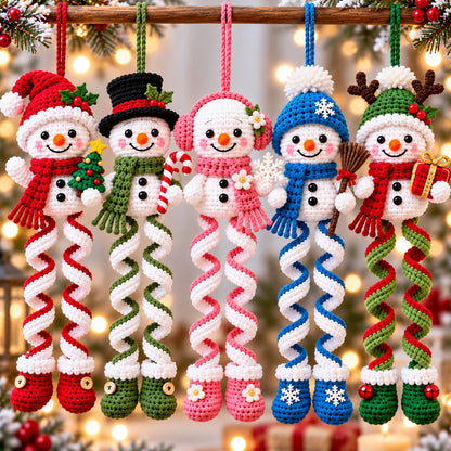 Crochet Snowman Ornament Pattern PDF – Spiral Leg Christmas Amigurumi
