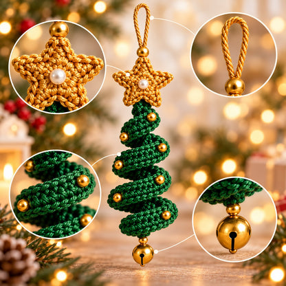 Christmas Tree Crochet Ornament Pattern PDF – Hanging Spiral Xmas Decor