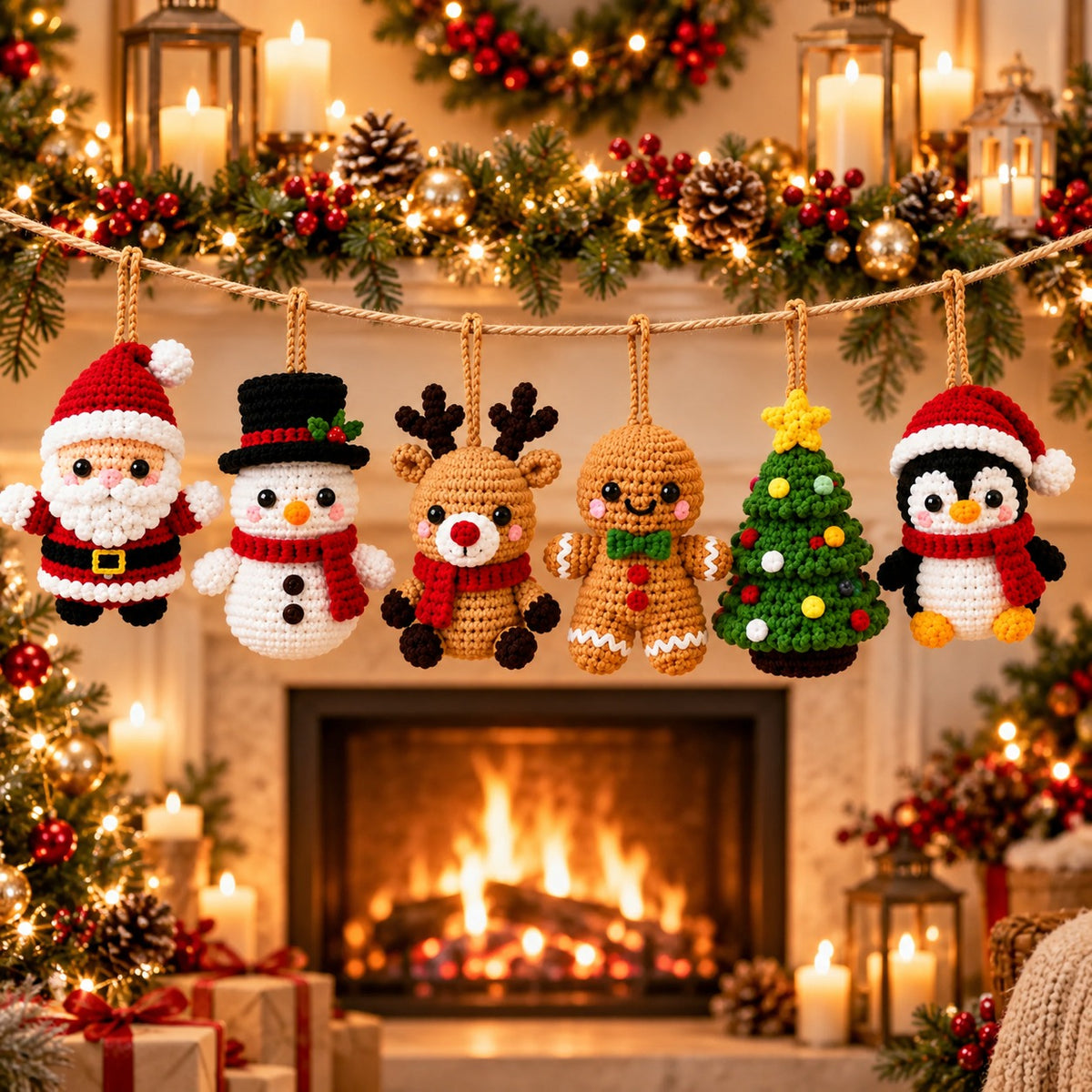 6-in-1 Christmas Ornament Crochet Pattern Bundle PDF – Santa, Snowman & More