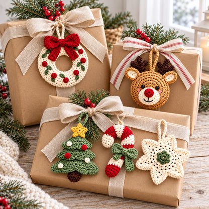 10 Christmas Crochet Ornament Patterns Bundle PDF – Holiday Tree Decorations