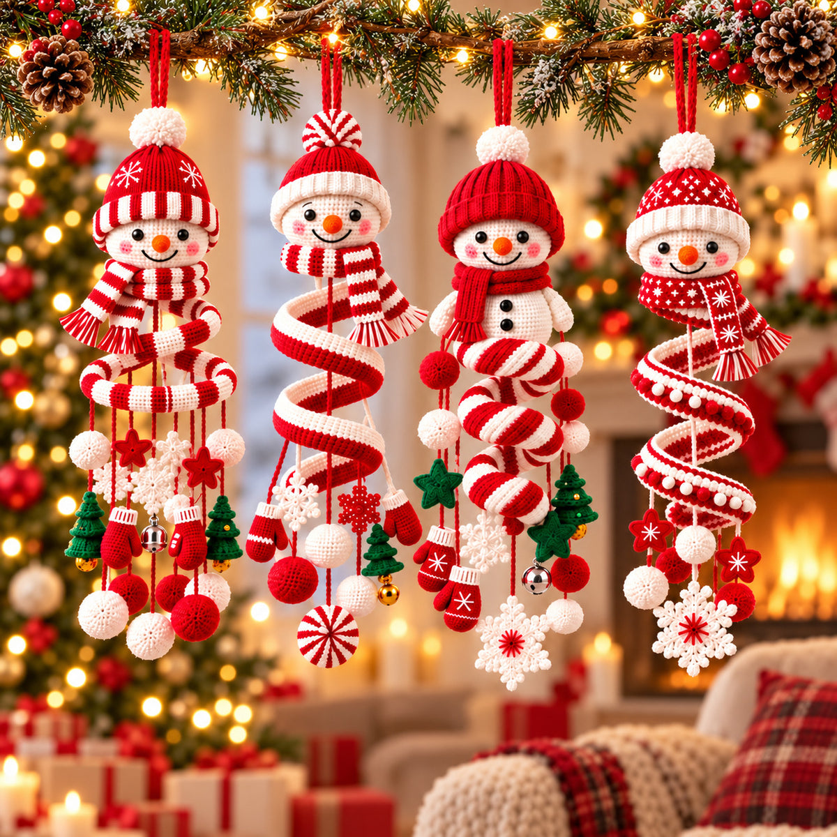 Snowman Spiral Hanging Crochet Pattern PDF – Christmas Mobile & Ornament Decor