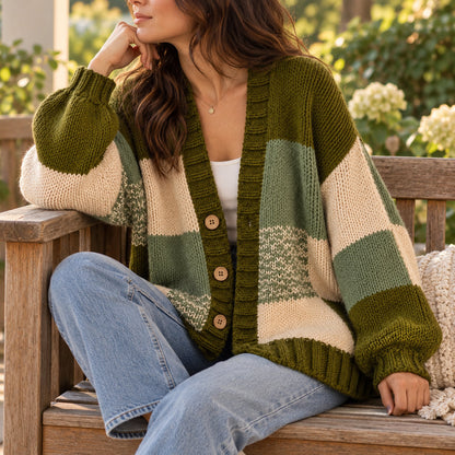 Patchwork Crochet Cardigan Pattern PDF, Sage & Olive Oversized Sweater, Knit Look Crochet Jacket