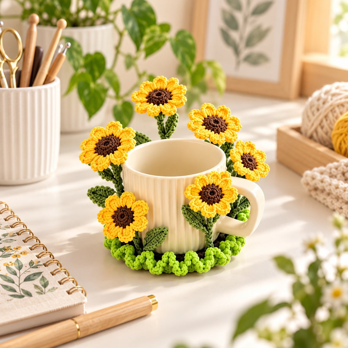 10+ Flower Coaster Crochet Pattern PDF – Popping Flowers & Sunflower Designs