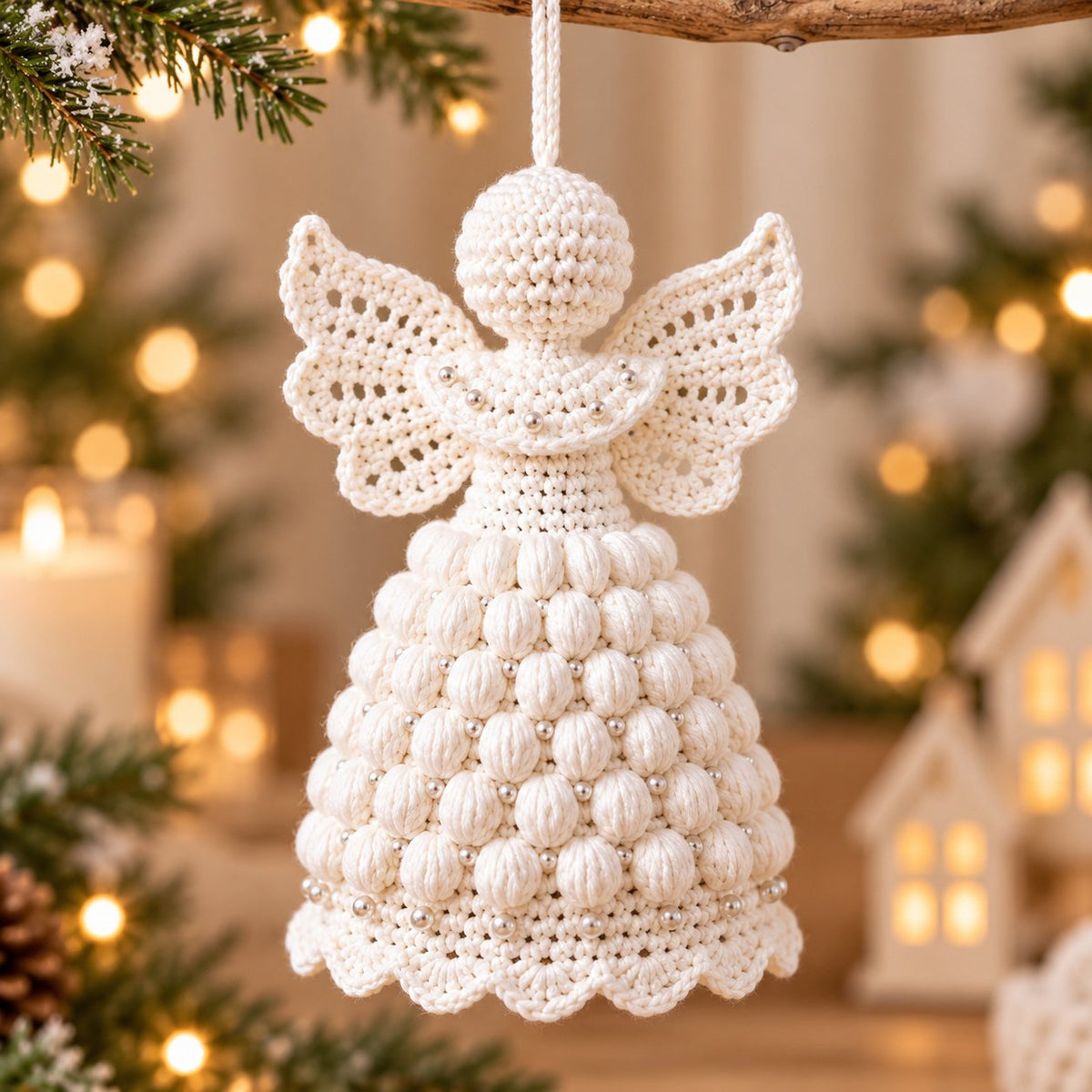 3 Christmas Angel Ornament Crochet Patterns PDF – Scallop, Lace & Puff Designs