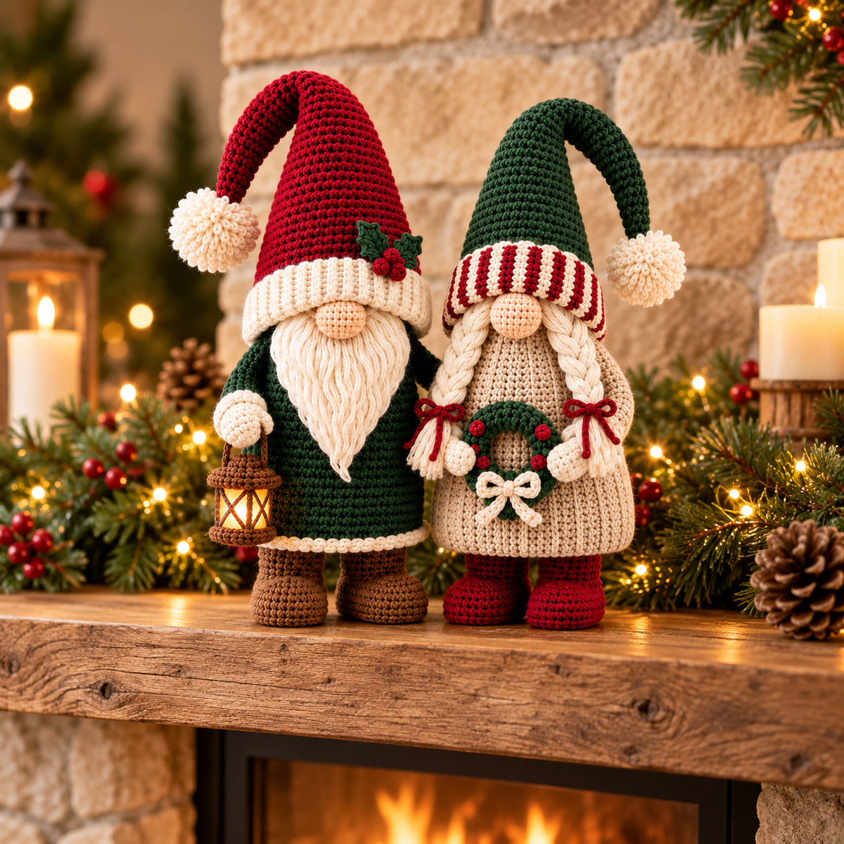Winter Gnome Couple Crochet Pattern PDF – Scandinavian Christmas Amigurumi