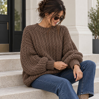 Oversized Crochet Sweater Pattern PDF – Beginner Cozy Textured Pullover