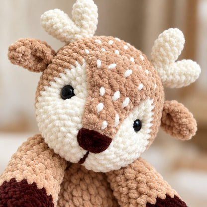Reindeer Crochet Pattern PDF – Plush Low-Sew Amigurumi Deer Toy