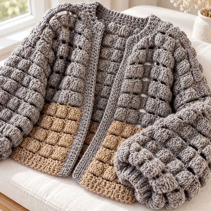 BRIK Cardigan Crochet Pattern PDF – Women’s Granny Square Jacket S–XL + Video