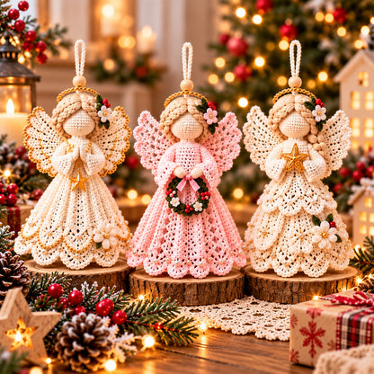 3 Christmas Angel Ornament Crochet Patterns PDF – Heirloom Lace Tree Decor