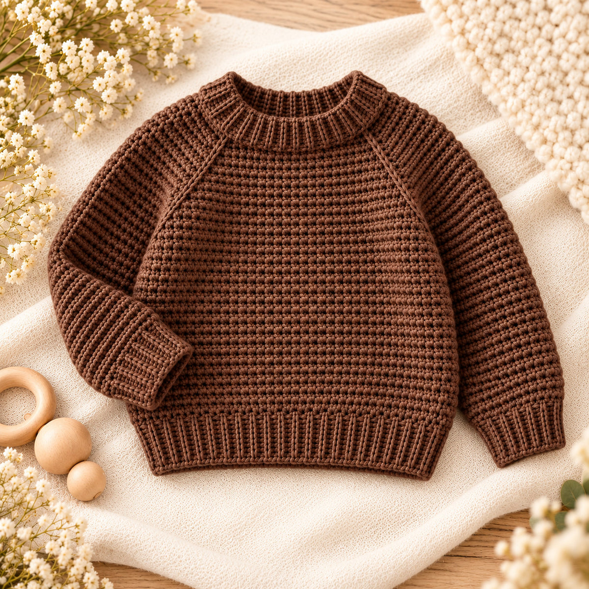 Kids Seamless Raglan Sweater Crochet Pattern PDF – Sizes 1–10 Years