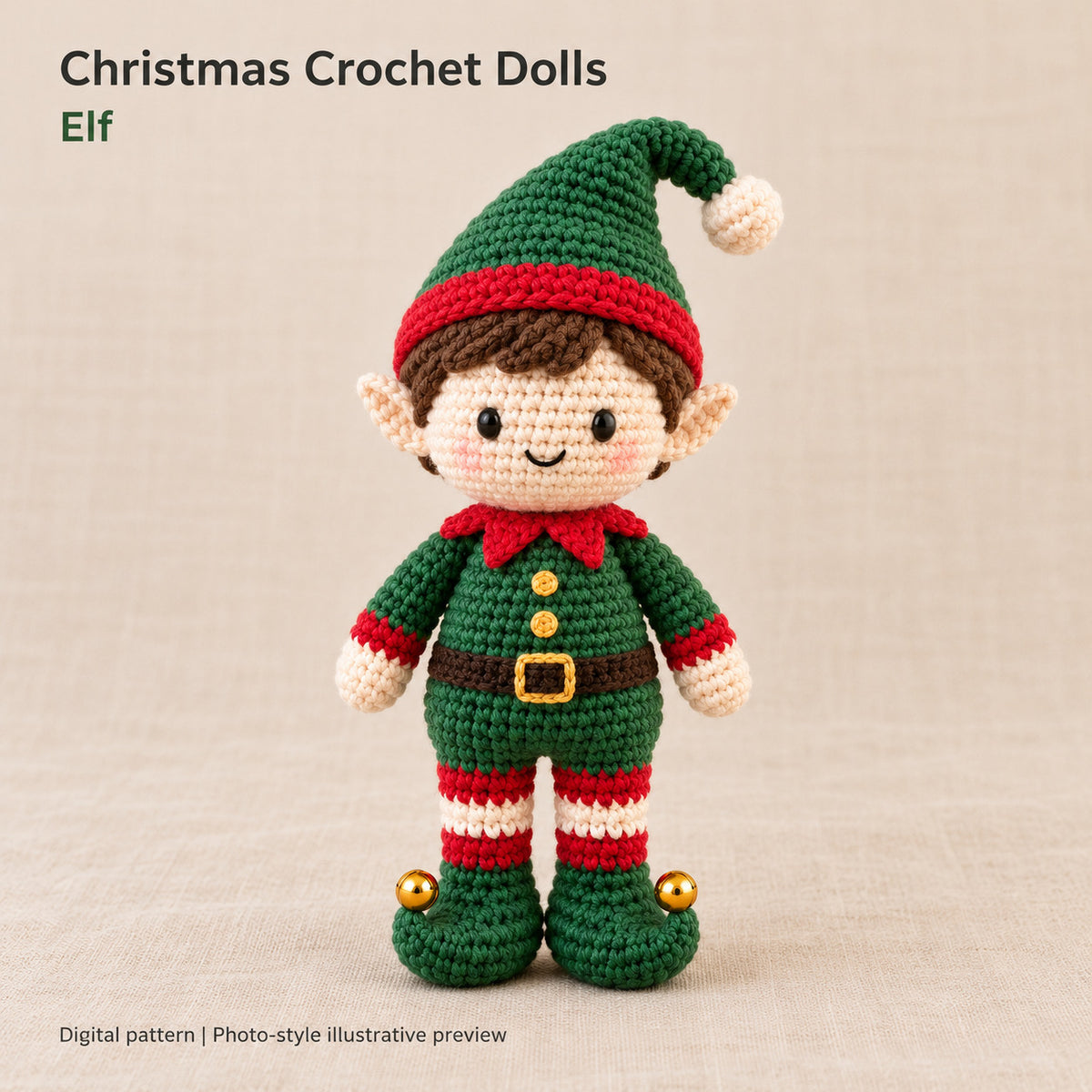5 Christmas Crochet Doll Patterns Bundle PDF – Santa, Mrs Claus, Elf, Snowman & Reindeer