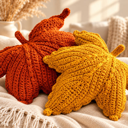 Maple Leaf Pillow Crochet Pattern PDF – Beginner Fall Home Decor