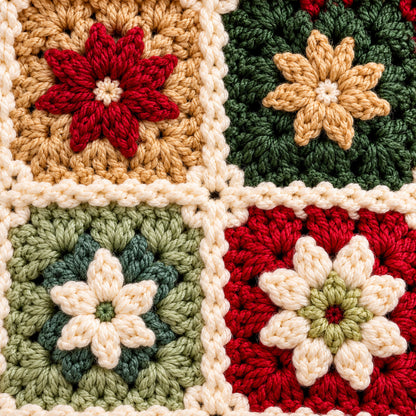 Personalized Granny Square Christmas Stocking Crochet Pattern PDF – 3 Sizes + A–Z Charts