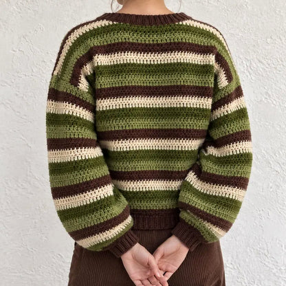 Striped Crochet Sweater Pattern PDF – Custom Size Jumper + Video Tutorial
