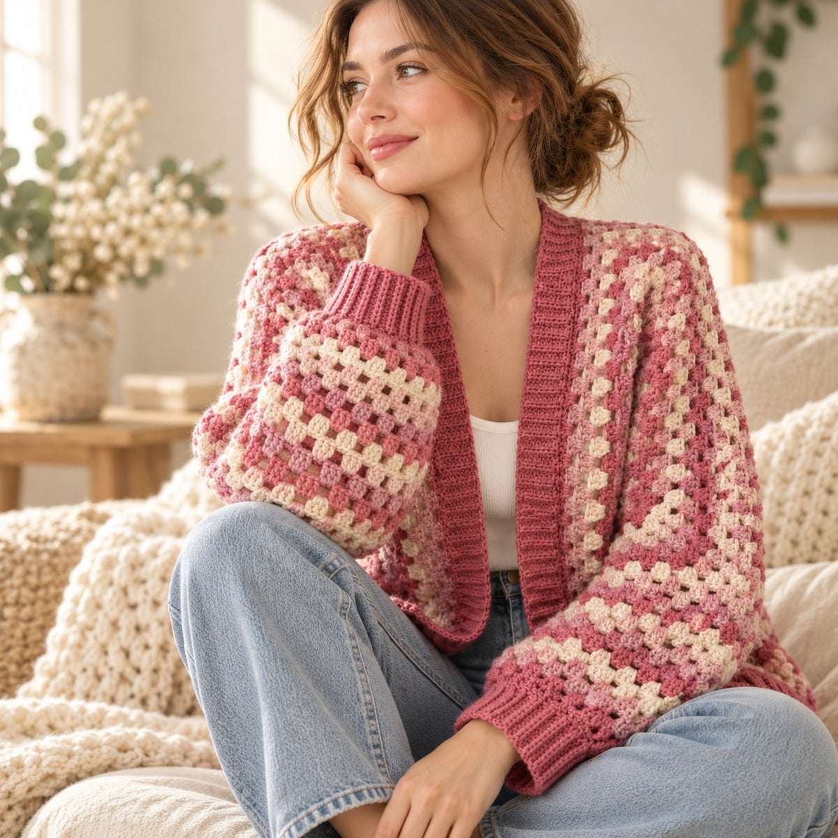 Granny Hexagon Cardigan Crochet Pattern PDF – XS–5XL Hexi Sweater