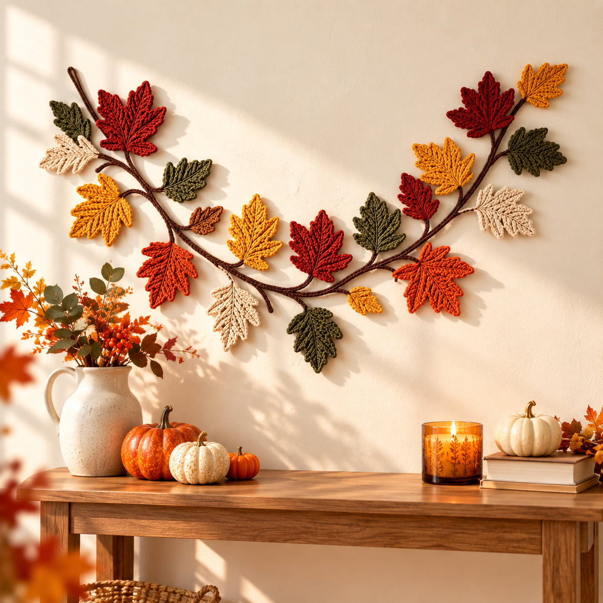 Maple Leaf Crochet Garland Pattern – Autumn Fall Decor PDF