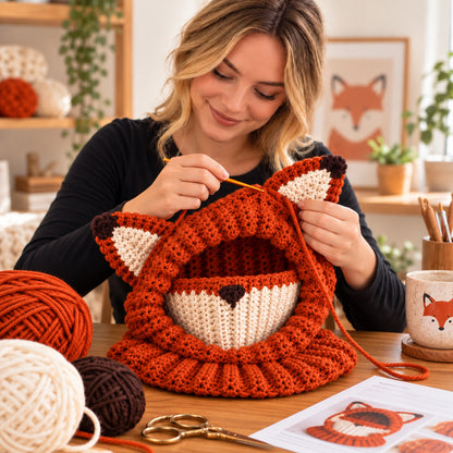 Fox Hooded Cowl Crochet Pattern PDF – Chunky Fox Ear Balaclava, Adult Size