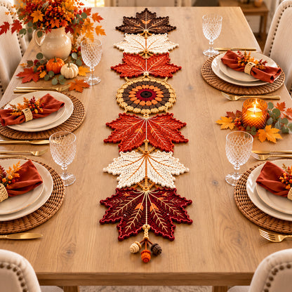 Autumn Maple Leaf Table Runner Crochet Pattern – Fall Decor PDF