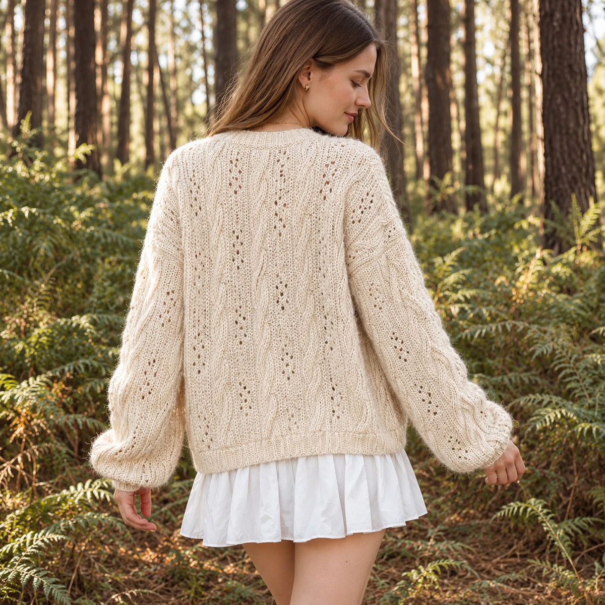Garden Cable Cardigan Crochet Pattern PDF – Made-to-Measure Video Tutorial