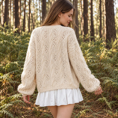 Garden Cable Cardigan Crochet Pattern PDF – Made-to-Measure Video Tutorial
