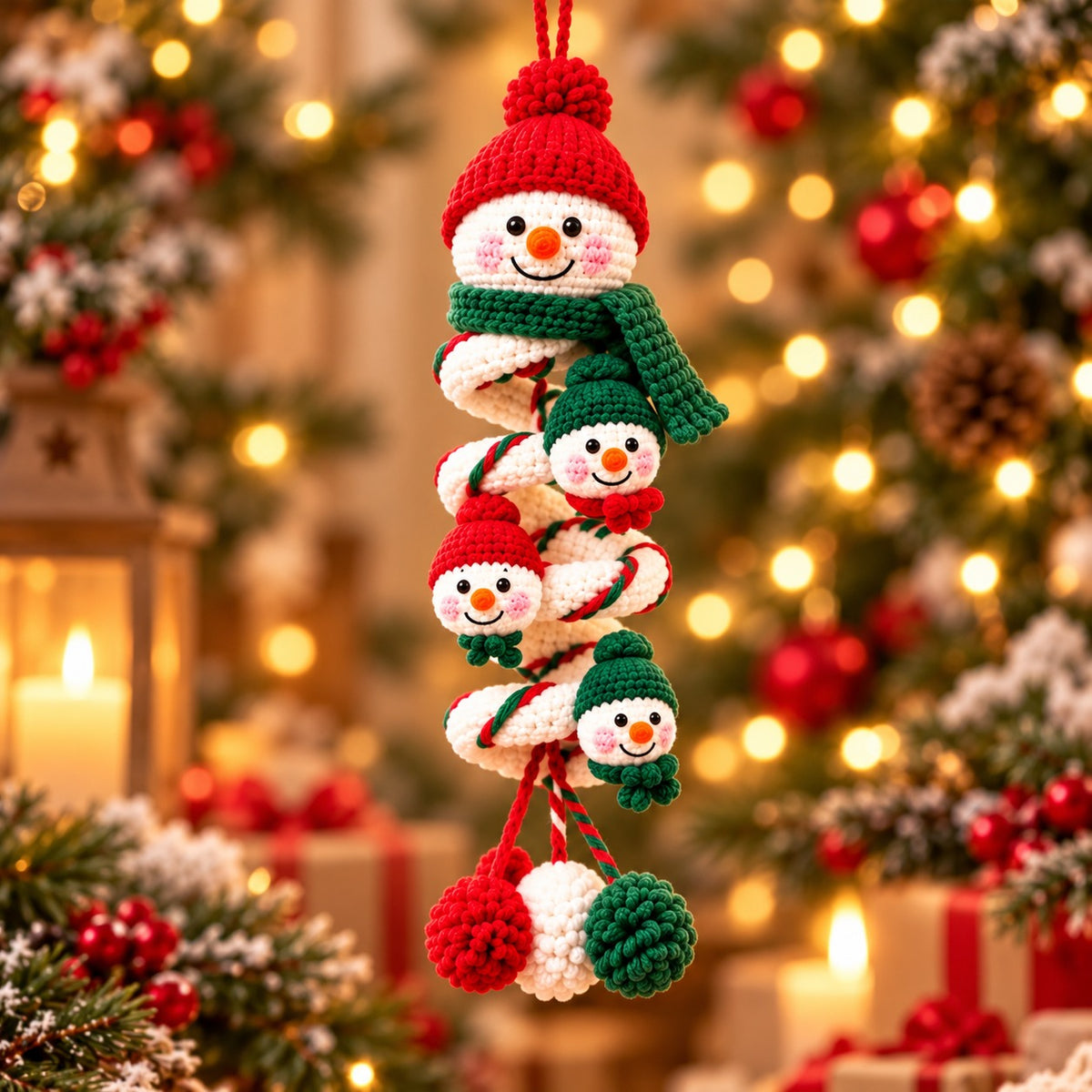 Snowman Spiral Ornament Crochet Kit – Beginner Christmas DIY Hanging Decor