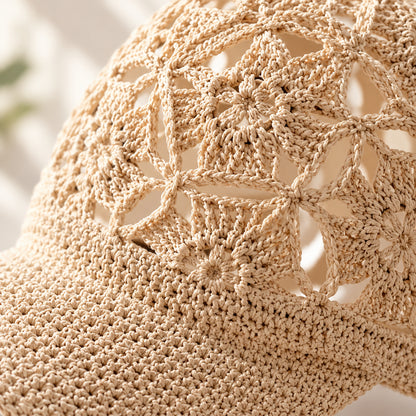 Floral Newsboy Cap Crochet Pattern PDF – Structured Brim Hat + Video Tutorial