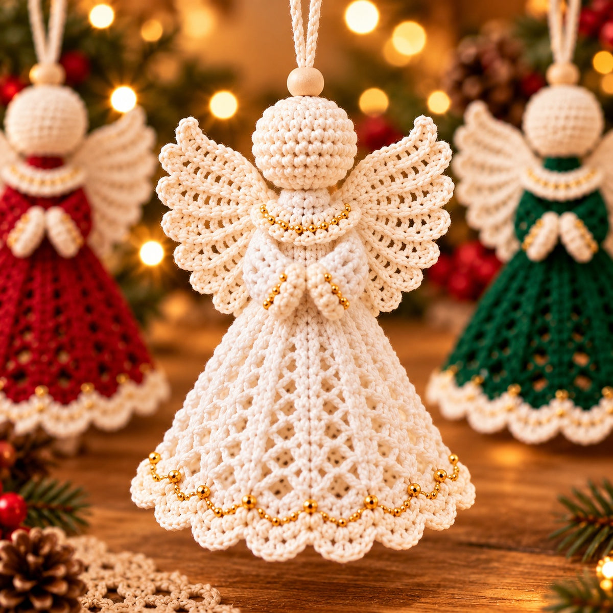 3 Christmas Angel Ornament Crochet Patterns PDF – Angel Doll Tree Decor