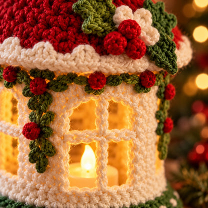Crochet Christmas Lantern Pattern PDF – 3D Holiday LED Tea Light Holder
