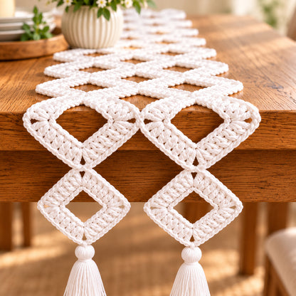 Easy Granny Square Table Runner Crochet Pattern PDF – Join-As-You-Go, Any Size