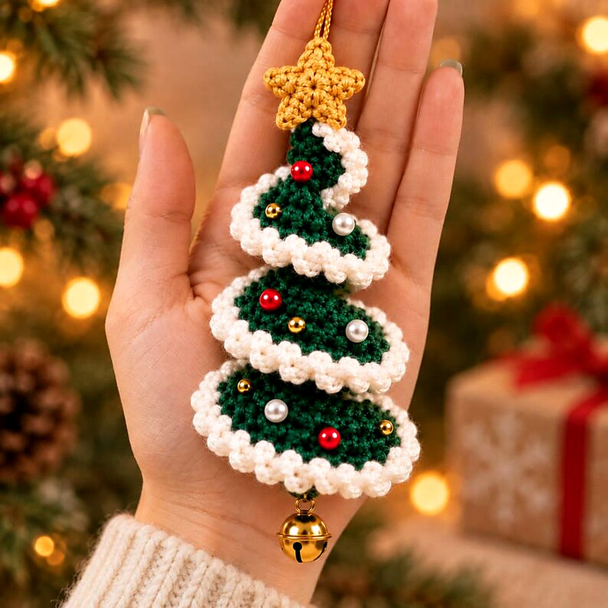 Mini Christmas Tree Spiral Crochet Pattern PDF – Hanging Holiday Ornament