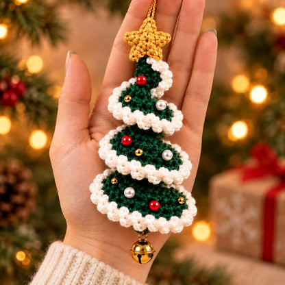 Mini Christmas Tree Spiral Crochet Pattern PDF – Hanging Holiday Ornament