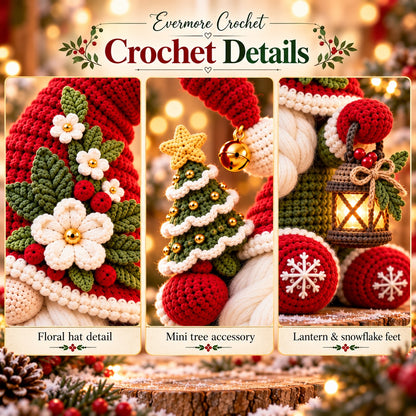 Christmas Gnome Crochet Pattern PDF – Lantern, Mini Tree & Flower Hat