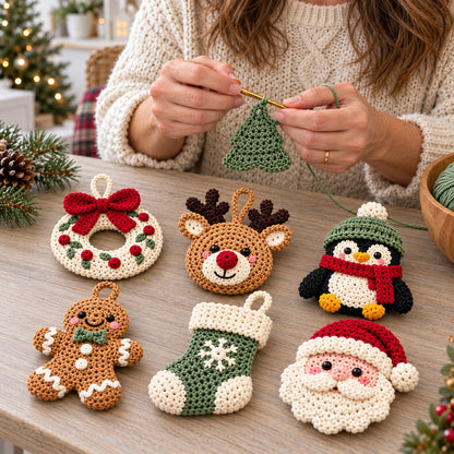 10 Christmas Crochet Ornament Patterns Bundle PDF – Holiday Tree Decorations