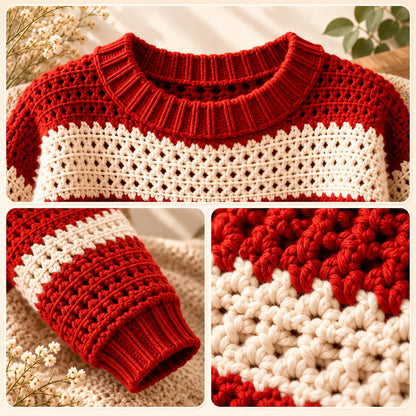 Striped Crochet Sweater Pattern PDF – Oversized Pullover 3XS–4XL