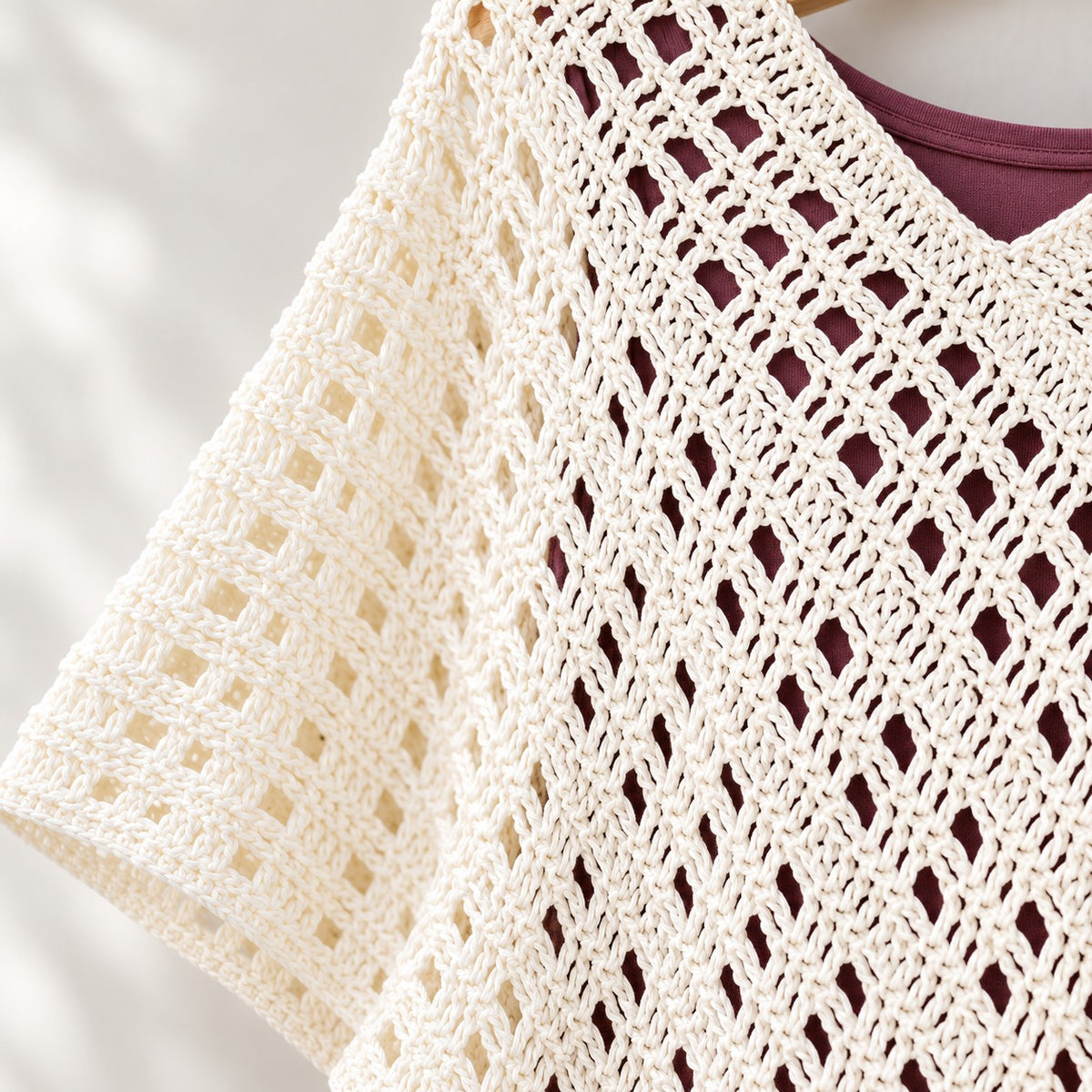 Spring Retreat Poncho Crochet Pattern PDF – Openwork Lightweight S–XL