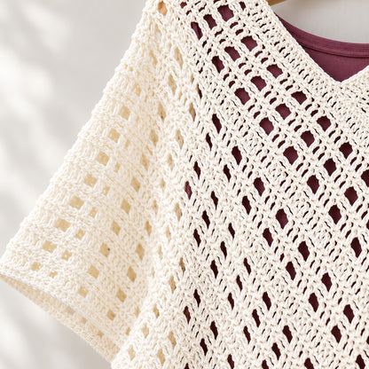 Spring Retreat Poncho Crochet Pattern PDF – Openwork Lightweight S–XL