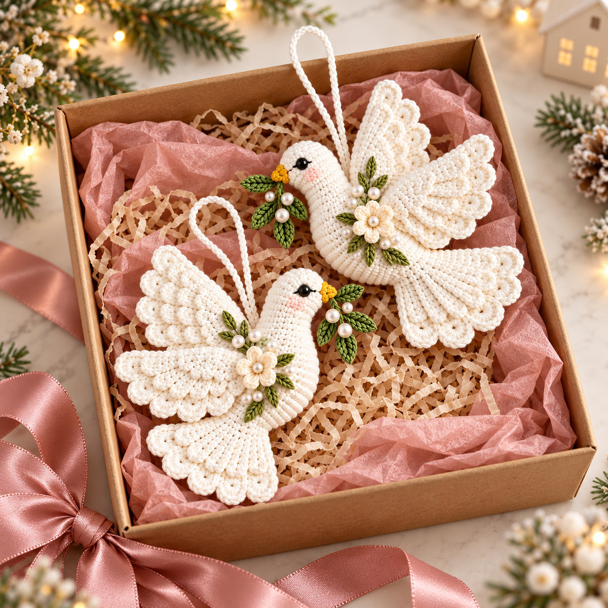 Crochet Peace Dove Ornament Pattern PDF – Christmas Wedding Memorial Decoration Instant Download