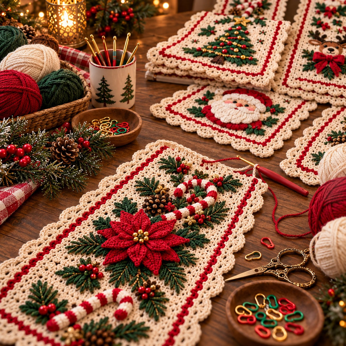 10-in-1 Christmas Crochet Table Runner Pattern Bundle PDF