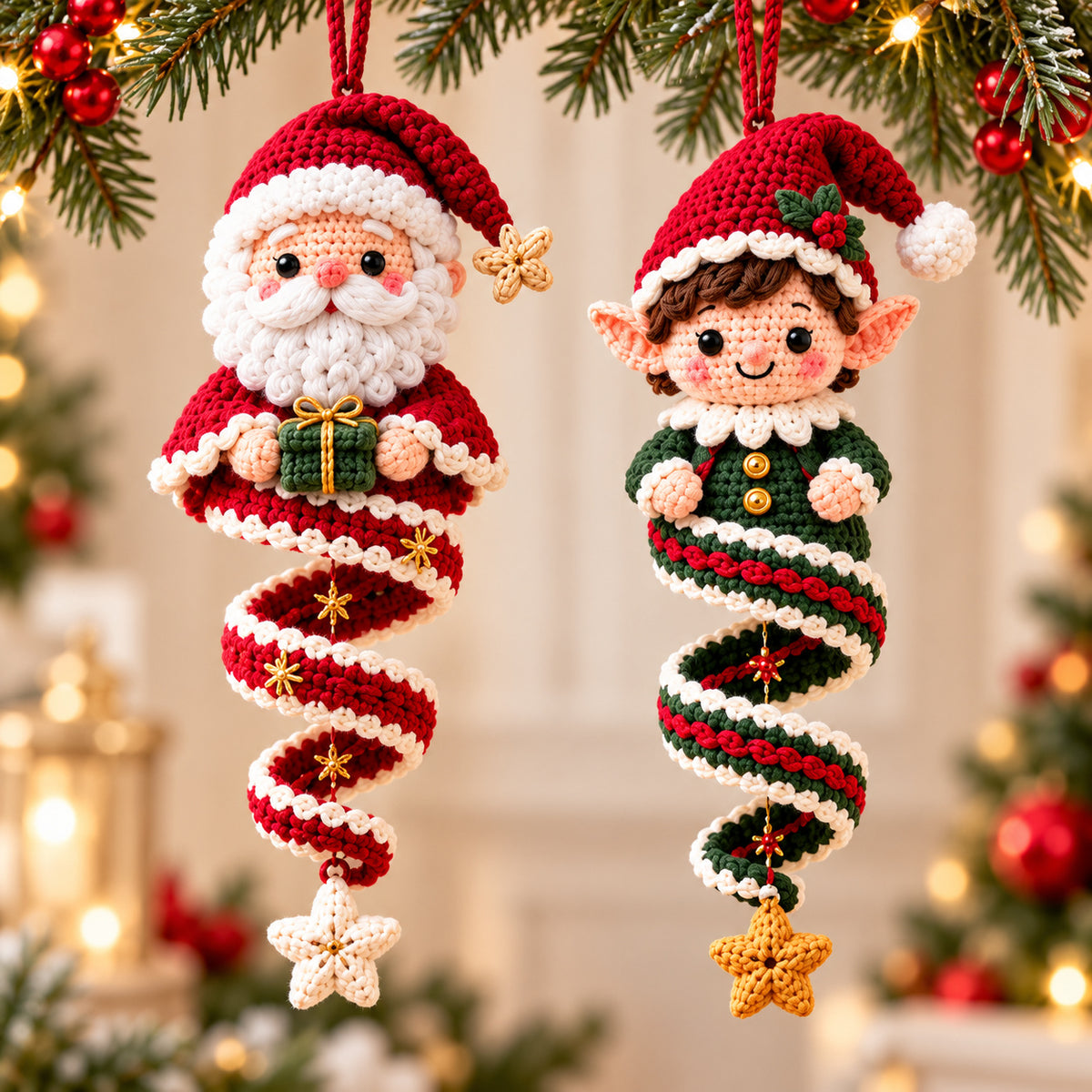 10 Christmas Spiral Ornament Crochet Patterns Bundle PDF – Santa, Snowman & More